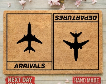 Arrivals And Departures Plane Doormat, Funny Doormat, Outdoor Mat, Front Door Decor, Home Gift, Funny Gift, Front Door Mat, Coir Doormat