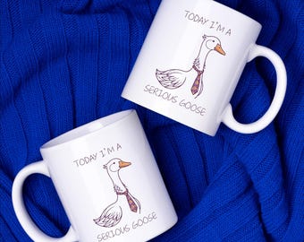 Serious Goose Ceramic Mug, Whimsical Animal Drinkware, Gift for Coworkers