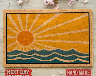 Vibrant Boho Sunset Doormat, New Home Gift, Bohemian Decoration, Colorful Doormat, Boho Doormat, Porch Decor, Apartment Doormat, Outdoor Mat