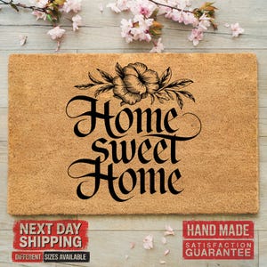 Home Sweet Home Doormat, Cute Doormat, Home Doormat, Housewarming Gift, Coir Doormat, Homeowner Decor, Modern Doormat, Outdoor Doormat