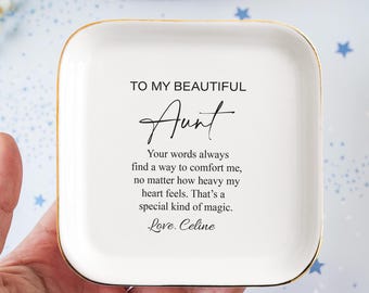 Custom Aunt Ring Dish, Aunt Mother's Day Gift, Memorial Gift, Wedding Trinket Tray, Custom Gift, Gift for Aunt,  Auntie Gifts, Aunt To Be