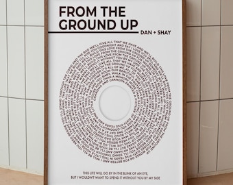 Custom Vinyl Song Lyrics Print, Framed Song Poster, Typography Wall Art, Personalized Music Lover Gift, Personalized Gift, Custom Song Print