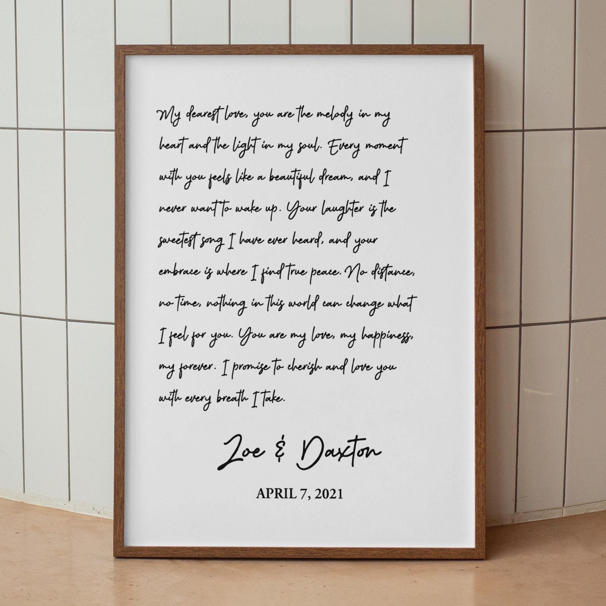 Custom Speech Wall Art Print, Typography Wall Art, Quote Wall Art Print, Valentine's Day Gift, Customized Gift, Gift for Girlfriend