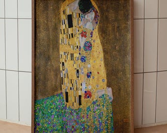 The Kiss Gustav Klimt Wall Art, Romantic Gift, Romantic Wall Art, Valentine's Day Gift, Anniversary Gif, Home Decoration, Framed Wall Art