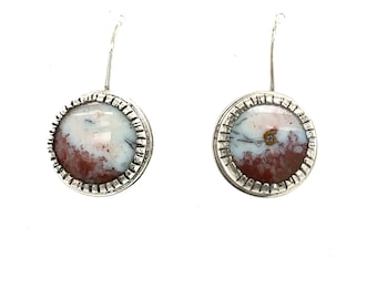Sterling silver and Opal Copper Wood Earrings handmade earrings silver 925