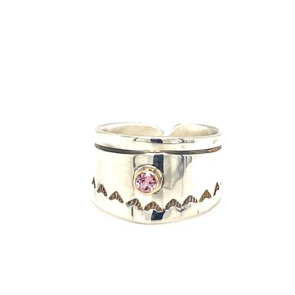 Sterling silver, 14k Yellow Gold ink Spinel Ring - SIZE 9.5 - READY to SHIP