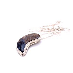 Petrified Palmwood Cabochon Pendant in Sterling Silver Adjustable Sterling Chain included