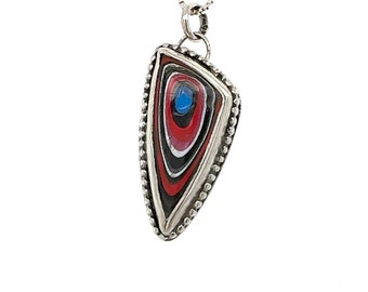 Pendentif unisexe argent sterling 925 et Fordite Chaine incluse