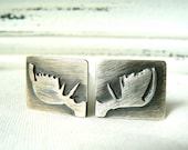 Moose - Oxidized Sterling silver Cuff links Unisex - men- cufflinks