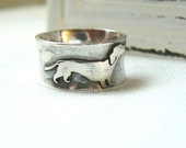Oxidized Sterling silver Dachshund Ring - Made to order