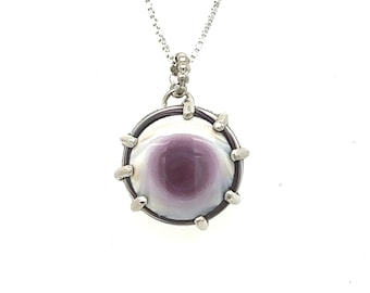 Unisex Sterling silver and Wampum Shell Pendant with Chain 925 jewelry