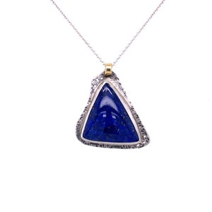 Royal Bohème - Pendentif argent sterling oxydé, or jaune 18k et Lapis Lazuli