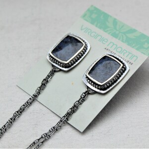 Sterling silver Collar Brooch pin with Malachite Cuprite collar jewelry