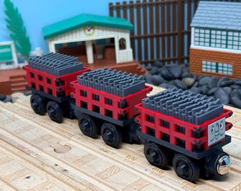 3D Printed Red Slate Cargo Train Set, Thomas & Friends, Brio Compatible