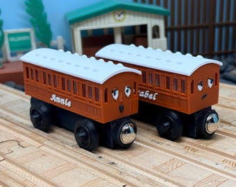 Wooden Railway Annie & Clarabel Passenger Coach Train Custom Made for Thomas and Friends