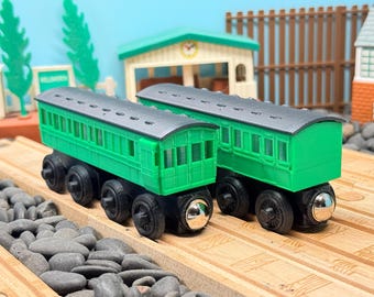 Wooden Railway Passenger and Brake Train Custom Made for Thomas Friends Brio and Others YOU Choose