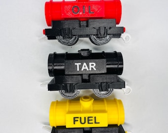 TrackMaster Cargo Tanker Trains – Custom Oil, Fuel, Tar - Lot of 3