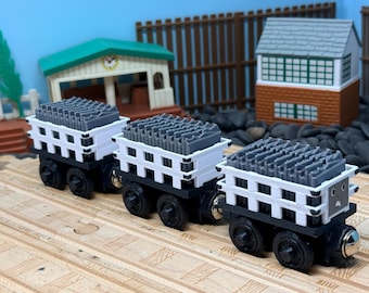 Wooden Railway Cargo Trains, Custom 3D Printed, Fits Thomas & Friends