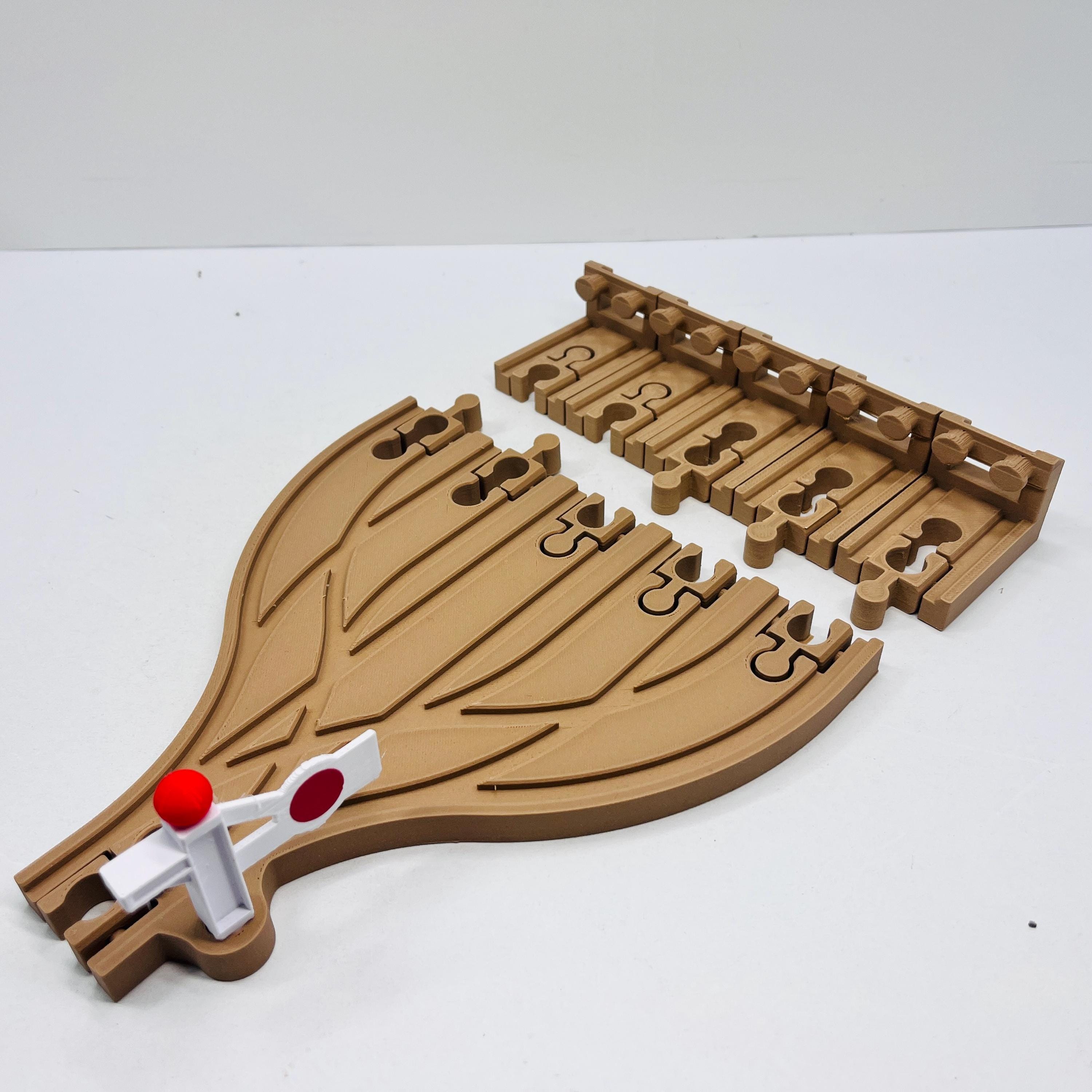 Wooden Railway 5 Way Split Train Track & Buffer/bumper Set W/w Thomas ...