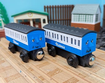 Wooden Railway Helena & Victoria Passenger Coach Train Custom Made for Thomas and Friends