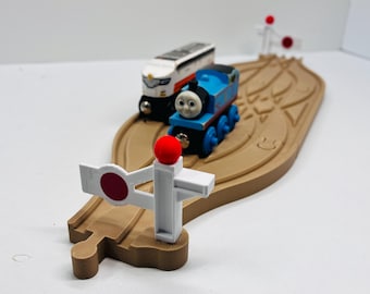 3-Way Split Train Track, Triple Crossover Switch, Wooden Railway Accessory
