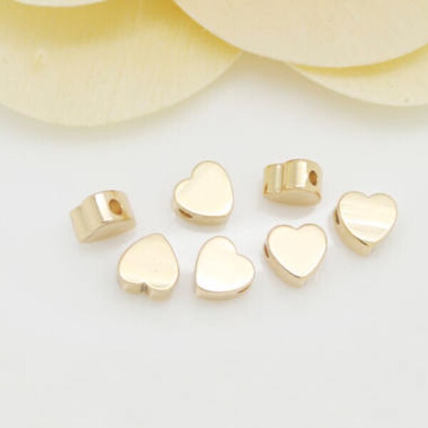 5 Heart-Shaped Spacer Beads 5mm - Champagne Gold Finish - B020