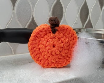 Kürbis Scrubbie, Kürbis Scrubbie, Topfreiniger, Herbst Scrubbie, Herbst Küchendeko, Küche Scrubbie, Halloween Scrubby