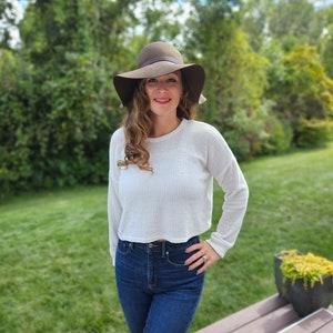 White Crop Sweater, Womens Crop Top,  White Sweater, Fall Sweater, Chenille Sweater, Long Sleeve Sweater, Womens Sweater,