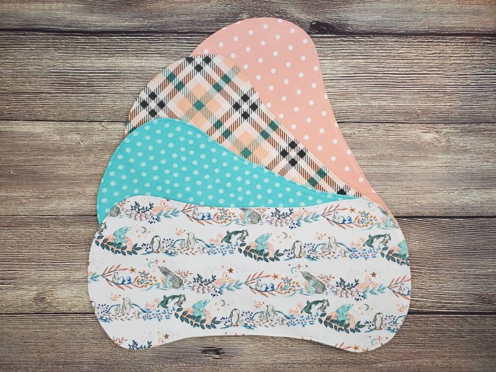 Burp Cloth Set, Gender Neutral Burp Cloths, Sea Animals Burp Cloth Set