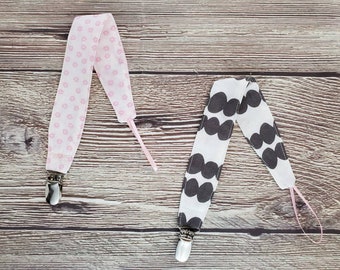 Paci Clip Set - Baby Shower Gift - Newborn Gift - Pink and Gray Paci Clip - Girl Paci Clip Set - Pacifier Clip - Universal Paci Clip