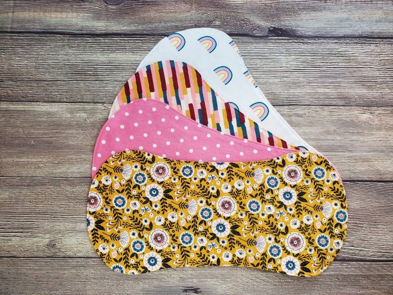 Rainbow Burp Cloth Set, Boho Rainbow, Baby Girl Shower Gift, Burp Cloth Set, Burp Rags, Baby Burp Cloths, Baby Sprinkle Gift, Baby Feeding image 2