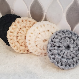 Neutral Set of Dish Scrubbies, Round Pot Scrubby, Crocheted Dish Scrubby, Nylon Net, Double Layer, Dish Sponge, Reusable Dish Scrubber
