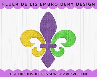 Karneval Fleur De Lis Maschinenstickdatei, 3 Größen, Fleur-de-Lis Stickdatei, Französisches New Orleans Embroidery Design Pattern
