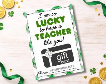 Glücklicher Lehrer Geschenkkartenhalter, St. Patrick's Day Wertschätzung (Digitaler Download)