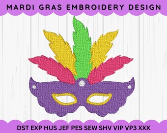 Karneval Gefiederte Maske Maschinenstickerei, 3 Größen, Karneval Maske Stickdatei, Maskenball Augenmaske Stickdatei