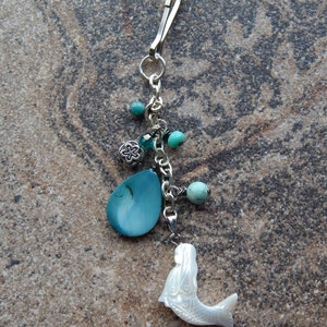 Mermaid purse charm - beachy zipper pull - cute car accessory - rear view mirror dangle - key chain - purse charm - ocean lover gift
