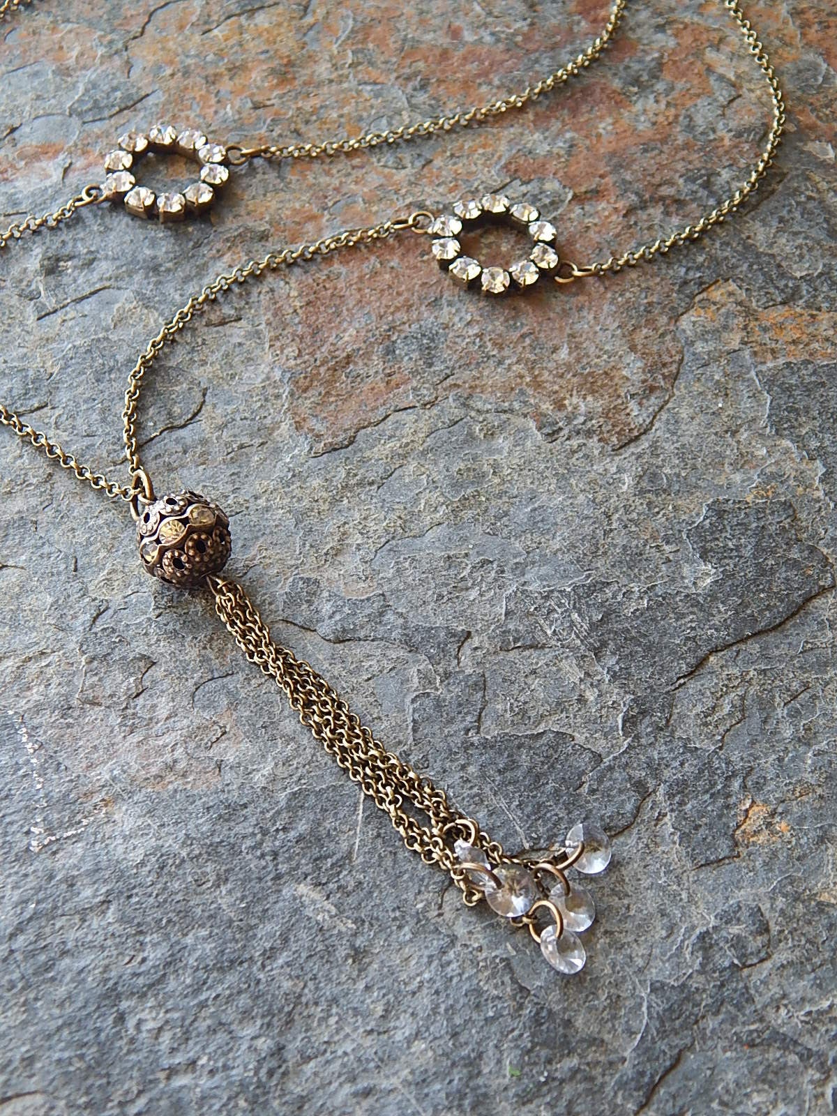 Rhinestone Tassel Necklace