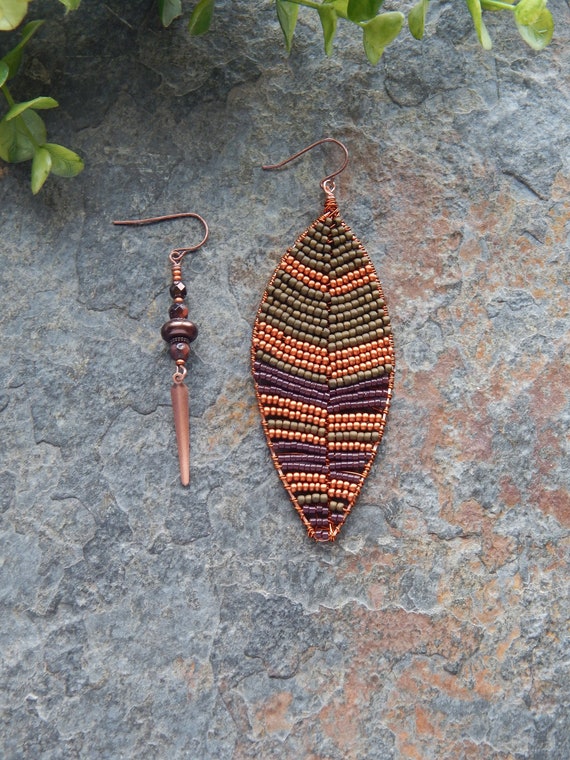 Beaded leaf deals earrings