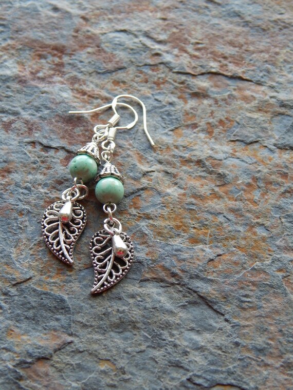 Silver leaf Earrings dangling leaves cute dangle earrings Etsy