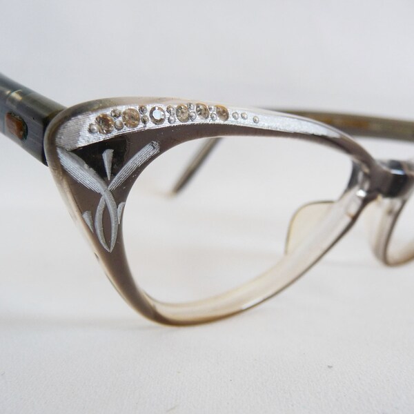 50s NOS Deadstock Cat Eye Rhinestone Vintage Swank France Eyeglasses Eyewear Frames