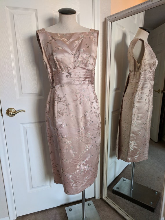 Vintage 1950s Dusty Pink Asian Style Cocktail Dres