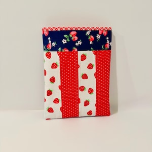 Handmade Book Sleeve | Tablet sleeve |Teacher Gift | Book Lovers Book Sleeve | Strawberry and Red Farm Style Book Sleeve Tablet Sleeve