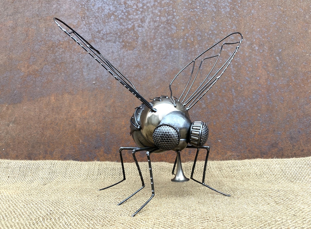 Steampunk Metal Fly Sculpture: Handcrafted Recycled Art for Home and ...