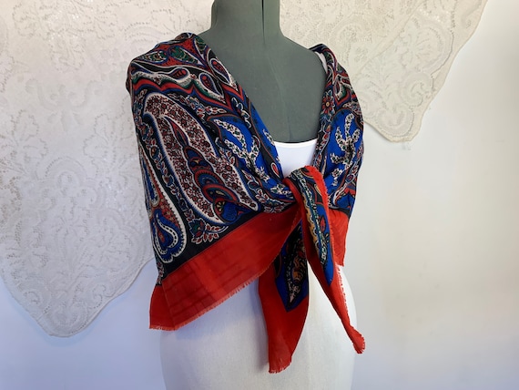 Paisley Shawl Gothic Victorian Witchy Red White a… - image 3