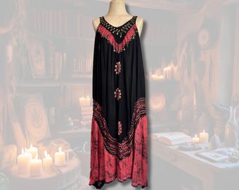 Boho Tent Dress 1990s Witchy Hippie Music Festival Sleeveless Maxi Renaissance Faire Medievalcore Whimsigoth Grunge - Terra Exchange Vintage