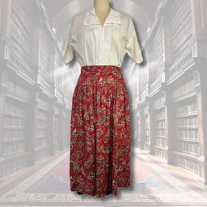 Dark Academia Skirt Witchy Librarian 90s Midi Paisley Whimsigoth Plus Size Grunge 1990s Whimsical Gothic - Terra Exchange Vintage