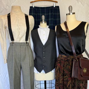 Dark Academia Pants Pleated Wool Trousers Witchy Librarian Peaky Blinders - Terra Exchange Vintage