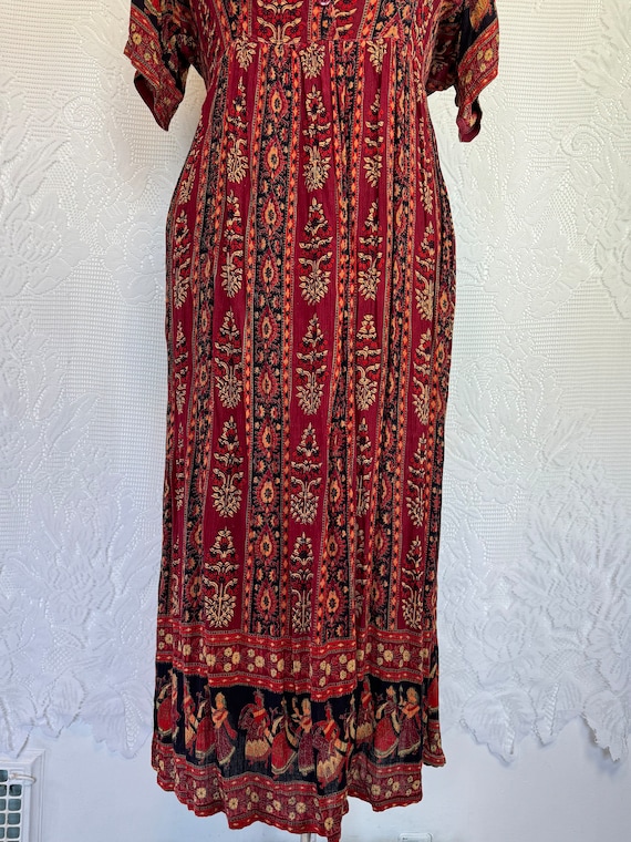 Bohemian Maxi Dress 90s Krinkle Rayon Hippie Boho… - image 5