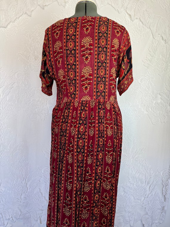 Bohemian Maxi Dress 90s Krinkle Rayon Hippie Boho… - image 4