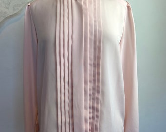 Pink Blouse Silky Rosie Pleated Top with Puff Sleeves Light Academia Mori Kei Cottagecore Shirt - Terra Exchange Vintage   whm